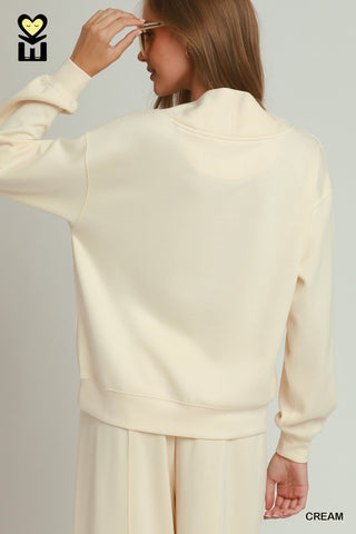 LUXEKNIT Shawl Neck Pullover, Cream