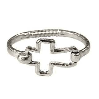 Artisanal Hammered Cross Spring Hinge Bangle