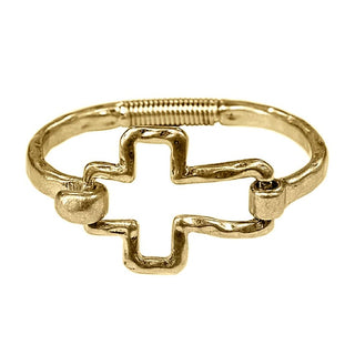 Artisanal Hammered Cross Spring Hinge Bangle