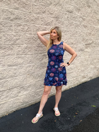 lulu b dresses Lulu-B This sleeveless dress features a ruffle hem and a scoop neckline Lulu B - 3/4 Sleeve