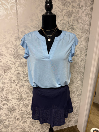 Lizzy Flutter Sleeve V-Neck Blouse