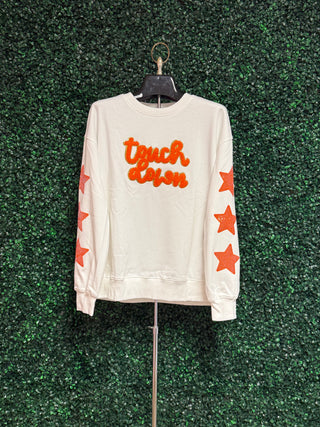 Touch Down Glitter Star Sleeve Sweatshirt
