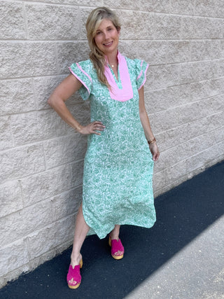 Verdant Green Floral Midi Dress