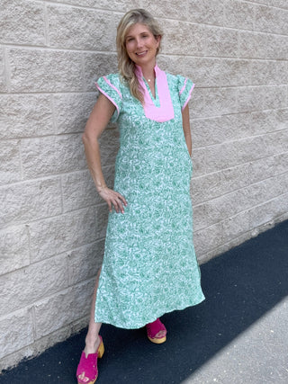 Verdant Green Floral Midi Dress