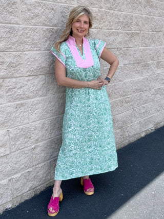 Verdant Green Floral Midi Dress
