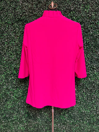 Carmen Quarter Sleeve Pleated Neckline Top