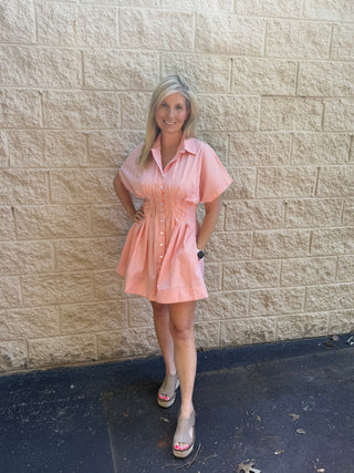 Tennessee Game Day Orange & White Pleated Stripe Shirt Dress