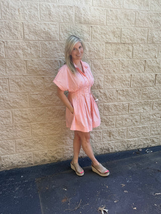 Tennessee Game Day Orange & White Pleated Stripe Shirt Dress