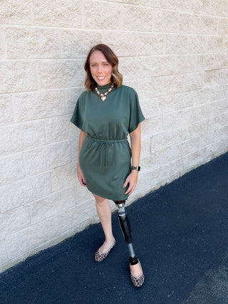 Chic Mock Neck Dolman Mini Dress