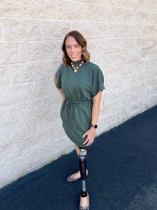 Chic Mock Neck Dolman Mini Dress