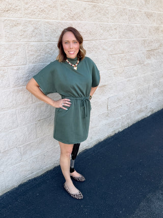 Chic Mock Neck Dolman Mini Dress