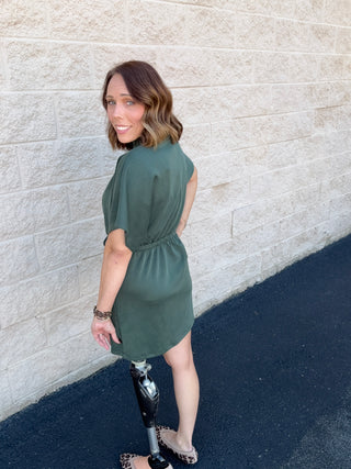 Chic Mock Neck Dolman Mini Dress