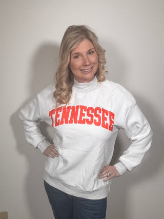 Tennessee Reversible Mock Neck Sweatshirt – 2-in-1 Light Grey Game Day Pullover