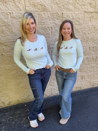 Ski Doxie Embroidered Ribbed Top