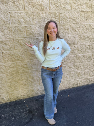 Ski Doxie Embroidered Ribbed Top