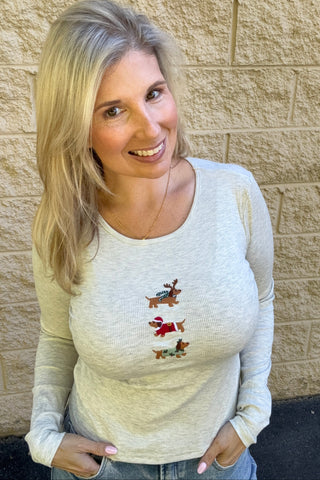 Christmas Dachshund Ribbed Top