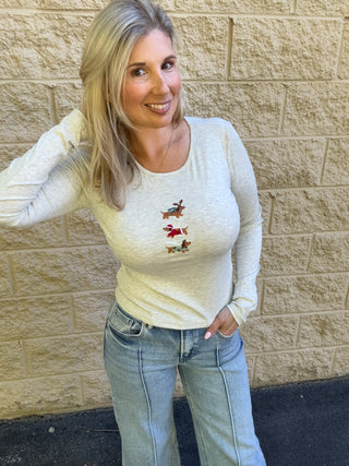 Christmas Dachshund Ribbed Top