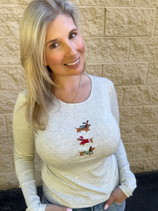Christmas Dachshund Ribbed Top