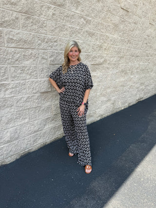 Monaco Printed Poncho & Wide-Leg Travel Set