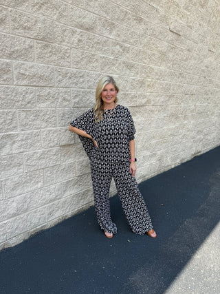Monaco Printed Poncho & Wide-Leg Travel Set