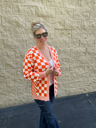 Tennessee Orange & White Checkered Cardigan