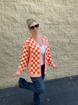 Tennessee Orange & White Checkered Cardigan
