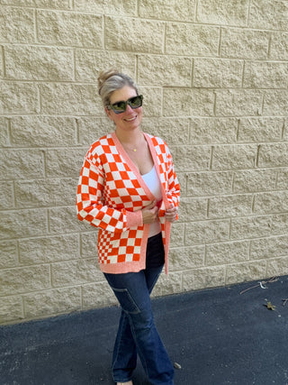 Tennessee Orange & White Checkered Cardigan