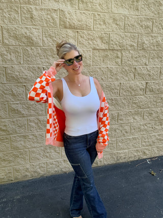 Tennessee Orange & White Checkered Cardigan