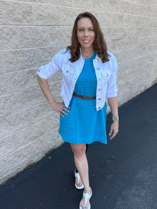 Jacquard Bubble Sleeve Mini Dress