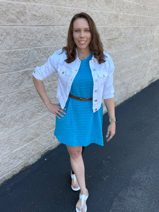 Jacquard Bubble Sleeve Mini Dress