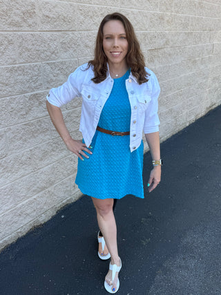 Jacquard Bubble Sleeve Mini Dress