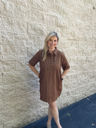 Polka Dot Denim Shirt Dress