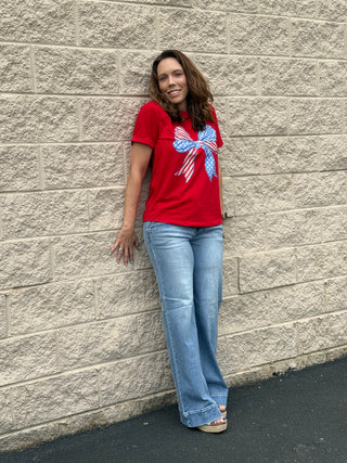 Tummy Control High-Rise Wide Flare Jeans