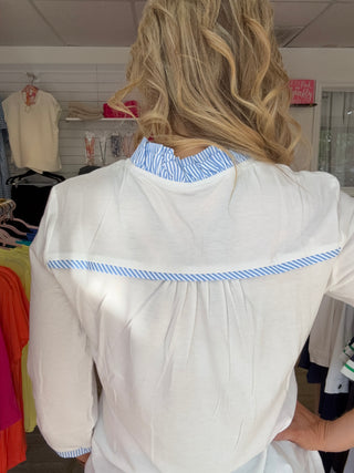 Chic V-Neck Striped Patchwork Blouse