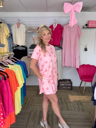 Playful Pink Polka Dot Skort & Top Set