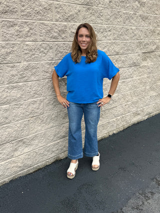 J21 Eleven by Risen High-Rise Ankle Flare Jeans with Retro Patch Pockets
