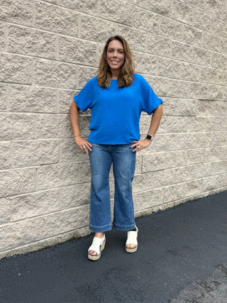 J21 Eleven by Risen High-Rise Ankle Flare Jeans with Retro Patch Pockets