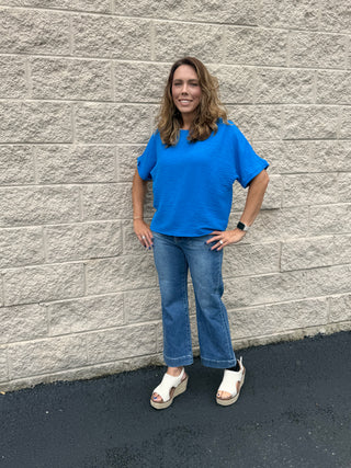 J21 Eleven by Risen High-Rise Ankle Flare Jeans with Retro Patch Pockets
