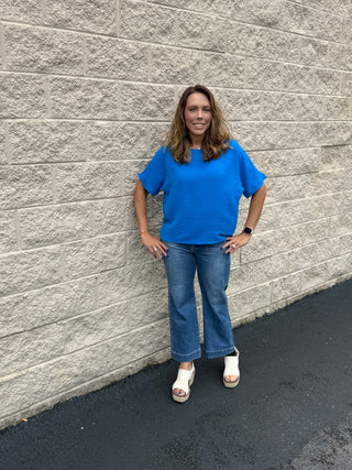 J21 Eleven by Risen High-Rise Ankle Flare Jeans with Retro Patch Pockets