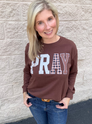 "PRAY" Faith Patchwork Sweatshirt