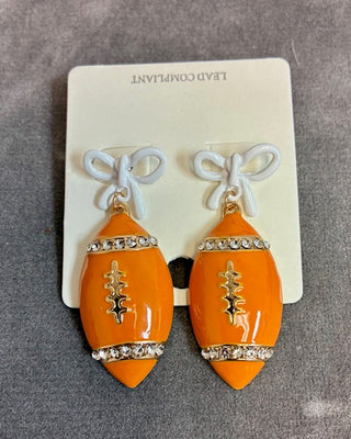 Tennessee Vols Bow & Bling Football Earrings