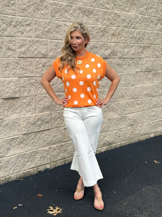 Tennessee Gameday Polka Dot Sleeveless Knit Top