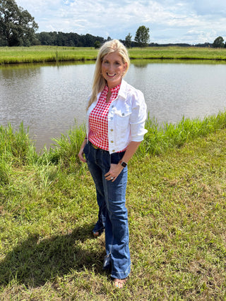 Scarlet Gingham Ruffle Sleeve Top – Red Gingham Perfection
