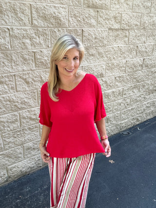 Italian Striped Wide-Leg Pants