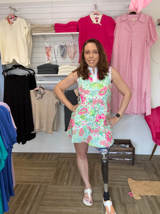 Tropical Mint Floral A-Line Resort Dress