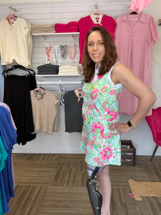 Tropical Mint Floral A-Line Resort Dress