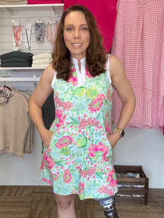 Tropical Mint Floral A-Line Resort Dress