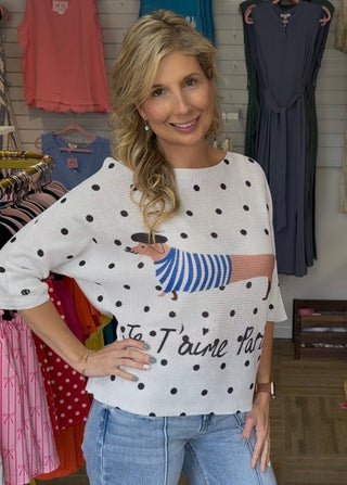 "Je T'aime Paris" Italian Knit Oversized Top – Dachshund Edition