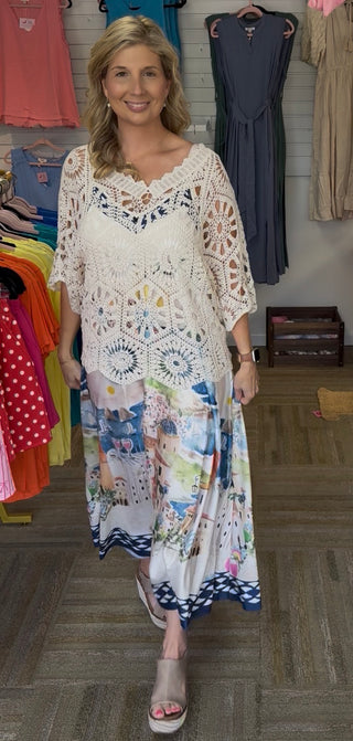 Italian-Made Cream Crochet Lace Top – Effortless Boho Chic
