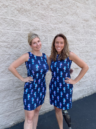 Lulu-B Sleeveless UPF 50+ Travel Dress - Nautical Seahorse Print